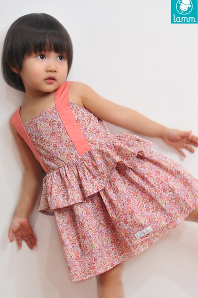 Váy hai dây peplum hoa cam dây cam 2PEPCA