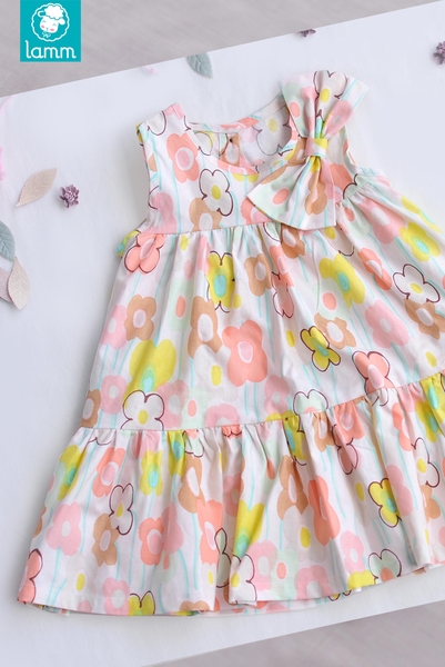 Váy thô Mỹ ba đoạn nơ vai hoa cam