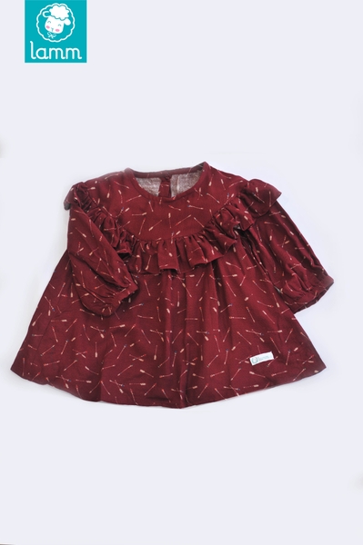 Váy xô vai tròn bèo vai đỏ đô mũi tên - ARROUND