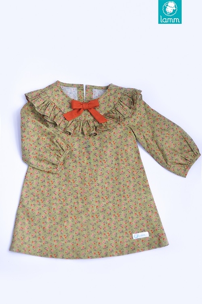 Váy thô Hàn bèo ngực tay lỡ BABY GREEN