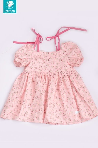 Váy thô Hàn tay bồng dây vai hồng hoa BERRY