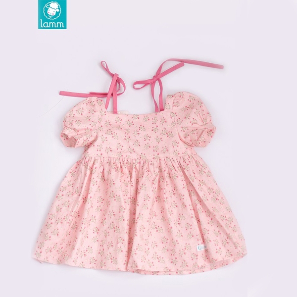 Váy thô Hàn tay bồng dây vai hồng hoa BERRY