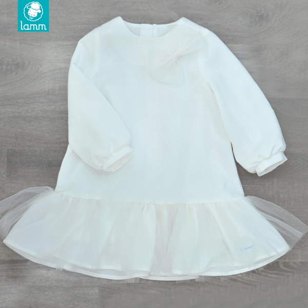 Váy tweed trắng đuôi cá voan tay bồng BLANC