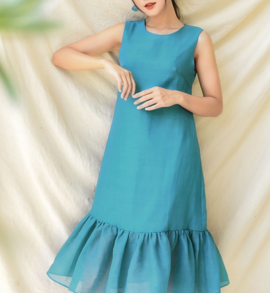 Váy tơ xước sát nách đuôi cá dài Linné