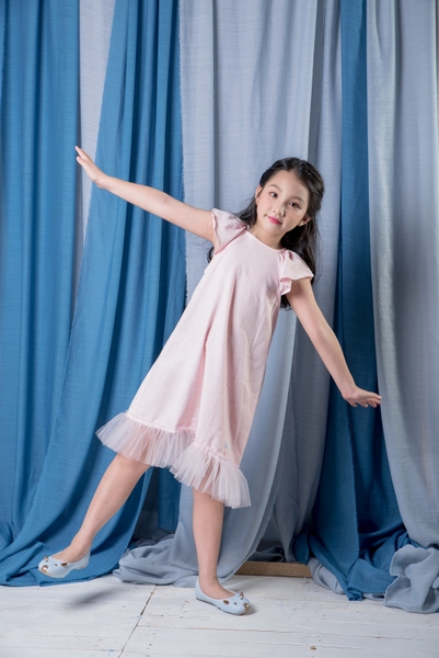 Váy linen cánh tiên đuôi cá hồng phấn