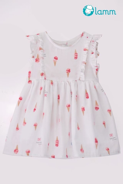 Váy thô xô bèo ngực họa tiết kem ICECREAM