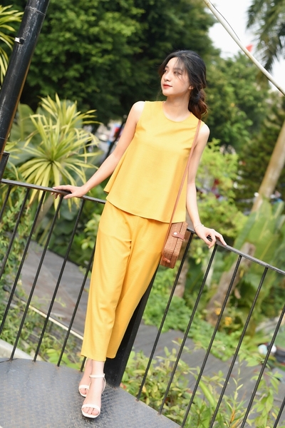 Set bộ sát nách đũi vàng SUNSHINE