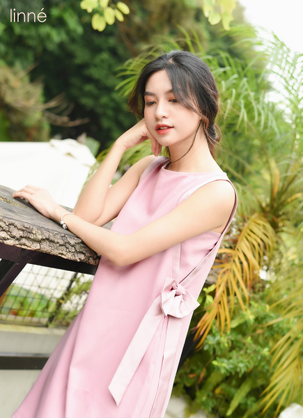 Váy lụa hai nơ hồng LI2NO