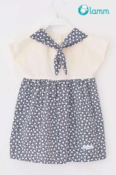 Váy thô trắng phối hoa cổ nơ ghi đậm - JASMINE2