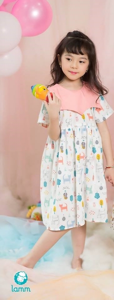 Váy thô cổ vương miện họa tiết mèo cây - KITOON
