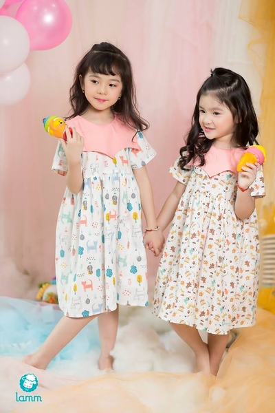 Váy thô cổ vương miện họa tiết mèo cây - KITOON