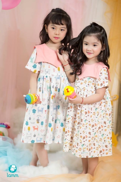 Váy thô cổ vương miện họa tiết mèo cây - KITOON