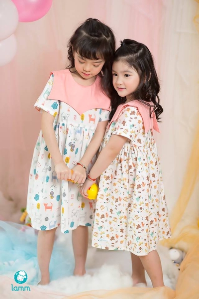 Váy thô cổ vương miện họa tiết mèo cây - KITOON