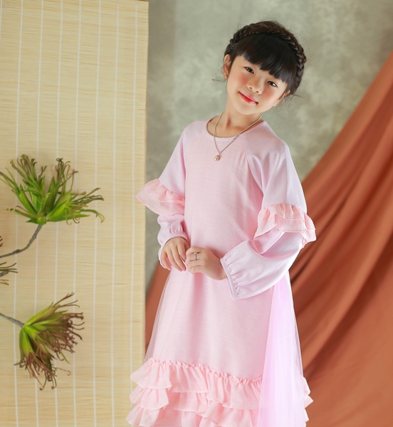 Áo dài linen phối 3 tầng tơ hồng ADMAY