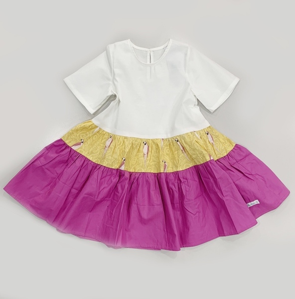 Váy thô TAY NGẮN vẹt hồng PINKPARROT