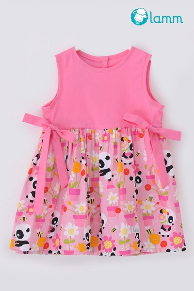 Váy thô nơ sườn phối hồng và gấu trúc - PANDA