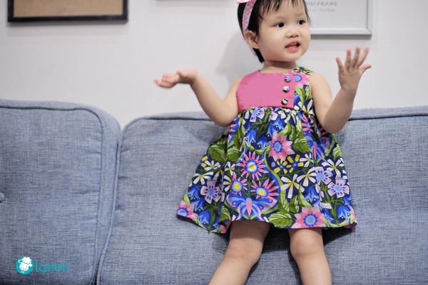 Váy thô phối hồng sen hoa tím PASSION