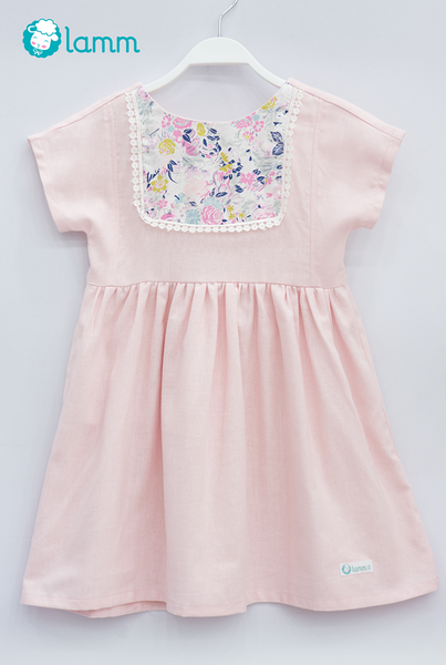 Váy linen đáp hoa ngực Pinkroses