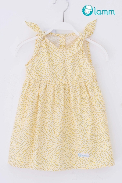 Váy thô babydoll buộc nơ vai hạt gạo - RICE