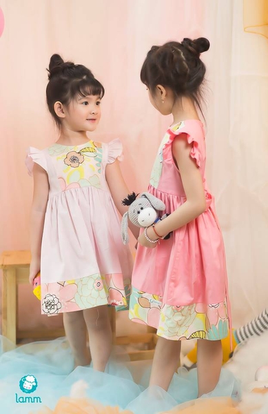 Váy thô đáp hoa ngực hồng đậm SOFY1