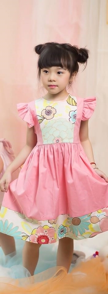 Váy thô đáp hoa ngực hồng đậm SOFY1