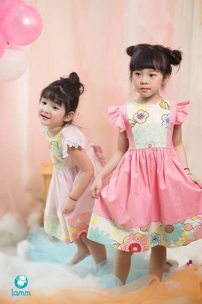 Váy thô đáp hoa ngực hồng nhạt SOFY2