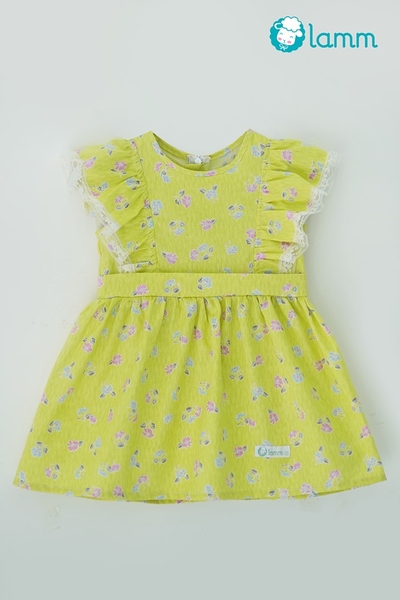 Váy thô bèo vai bèo ren xanh lá hoa nhí có sườn	SPRINGGRASS