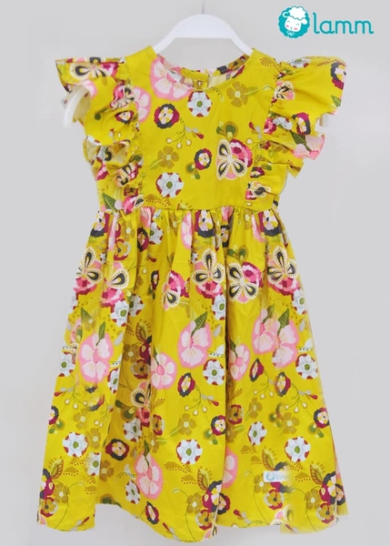 Váy thô bèo vai hoa vàng SUNNY