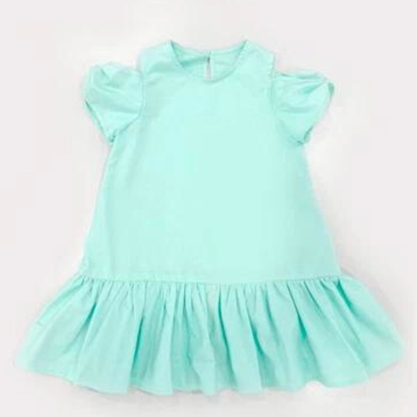 Váy thô đuôi cá tay nơ trơn xanh bạc hà