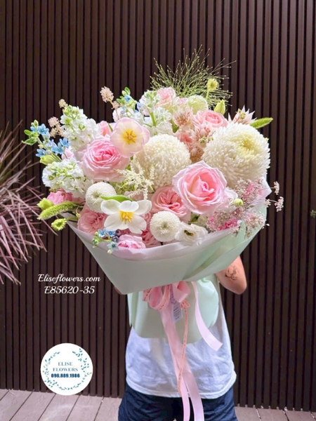 Bó hoa tone hồng Pastel tặng bạn gái - Elise Flowers