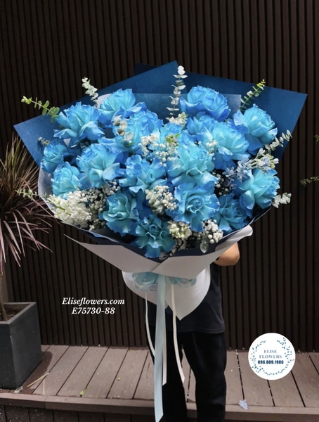 Đặt bó hoa hồng xanh đẹp ở Hà Nội. Shop hoa tươi nhập khẩu Hà Nội uy tín, giao nhanh 1-2h