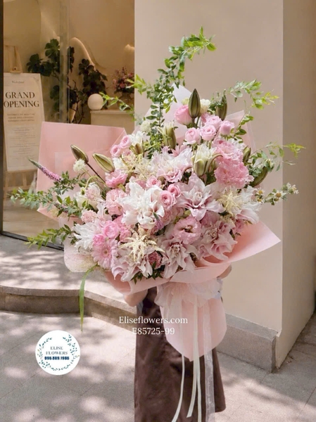 Bó Hoa Ly Kép Hồng Tặng 20/10 - Elise Flowers