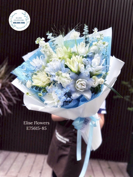 Bó hoa ly kép mix xanh trắng tặng người yêu tại Ba Đình, Hoàn Kiếm | Elise Flowers