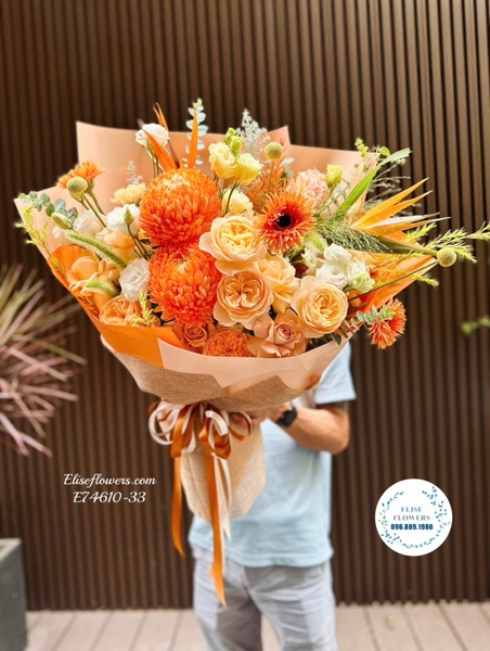 Bó hoa màu cam đẹp tặng sinh nhật. Mua hoa sinh nhật Gia Lâm