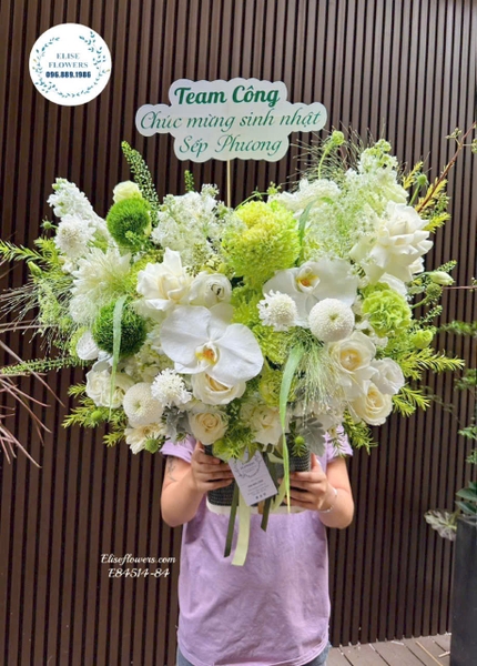 Bó hoa sinh nhật sếp thiết kế sang trọng| Elise Flowers