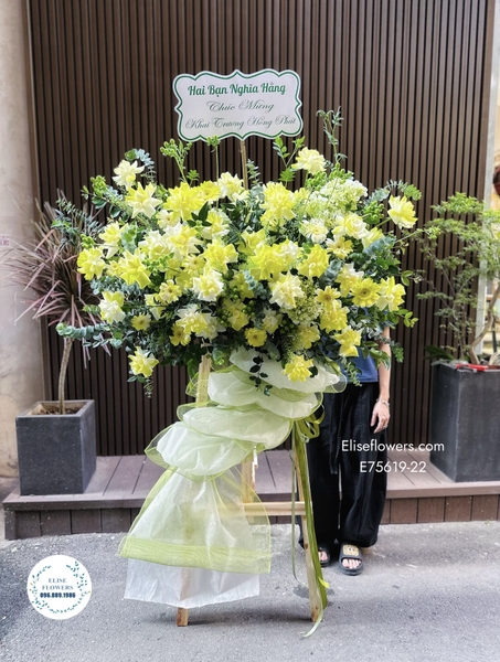 Đặt mua kệ hoa khai trương tone xanh lá tại Hà Nội. Giao hoa nhanh, tận nơi từ 1-2h | Elise Flowers