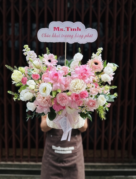 Giỏ hoa khai trương nhỏ xinh tại Hà Nội. Giao hoa nhanh tận nơi | Elise Flowers