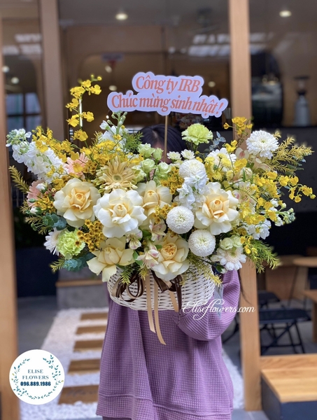 Giỏ hoa tặng khai trương nhỏ xinh tại quận Ba Đình | Elise Flowers