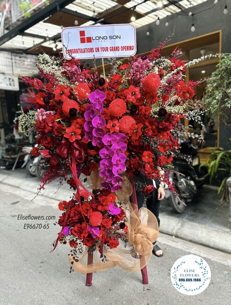 Kệ hoa chúc mừng khai trương đẹp , sang trọng ở quận Hoàn Kiếm Hà Nội | Elise Flowers