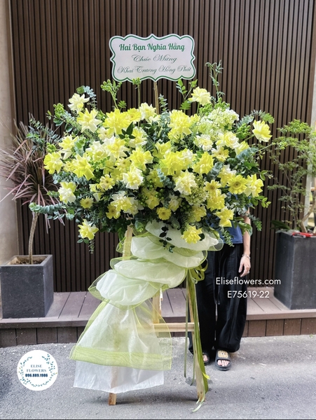 Hoa khai trương tone xanh lá pastel ở Hà Nội. Elise Flowers