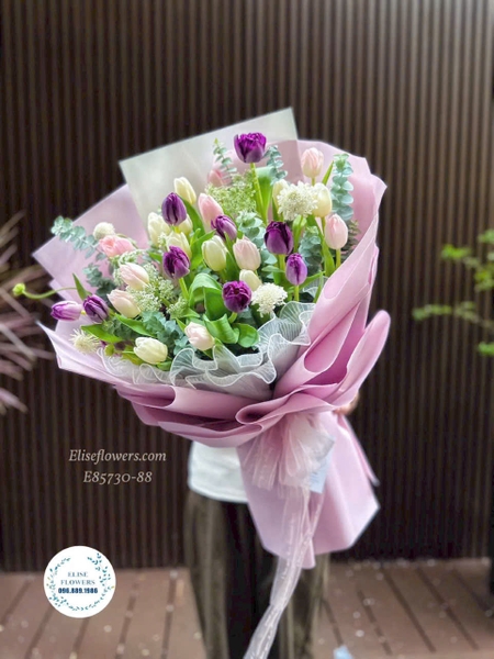 Bó hoa tulip tím cao cấp tặng người yêu tại Hà Nội | Elise Flowers
