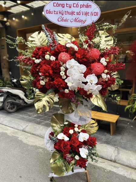 Kệ hoa khai trương 2 tầng tại Hà Nội. Dịch vụ điện hoa giao hoa nhanh, uy tín - Elise Flowers