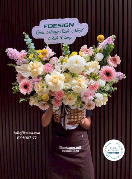 Lẵng Hoa 20/11 Tone Hồng Pastel Tặng Thầy Cô | Elise Flowers