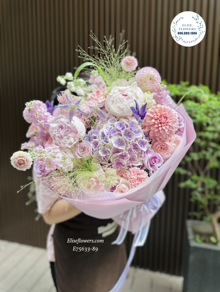 Chi tiết Bó hoa tươi nhập khẩu hoa O'Hara Rose Ocean Rose cẩm tú cầu nhập khẩu cao cấp