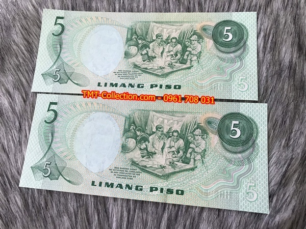 Mặt sau tờ Philippines 5 Piso 1974 - 1985 UNC