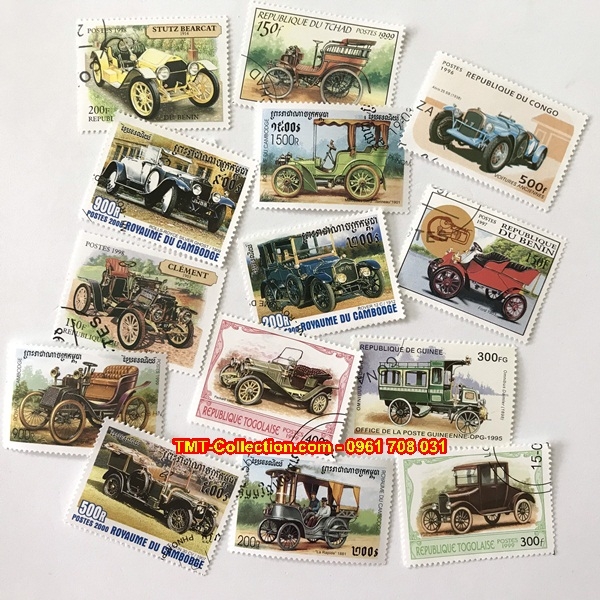 Bộ 100 tem chủ đề xe các loại