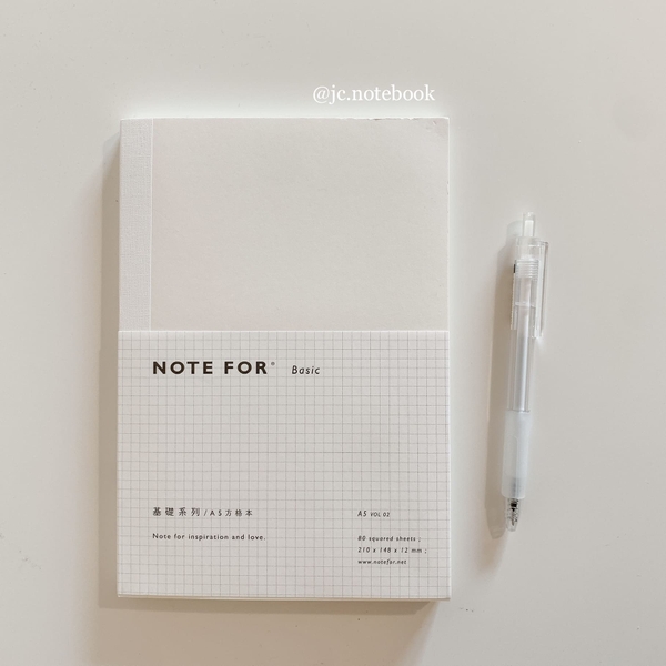Sổ Tay Note For Basic A5 Ruột Grid Notebook Bìa Trắng