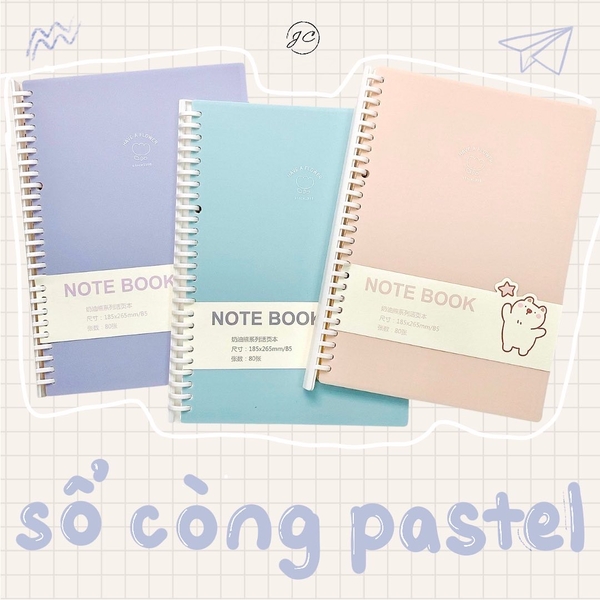 Sổ Còng Binder Pastel Giấy Grid Line size A5/B5 (thay giấy được)