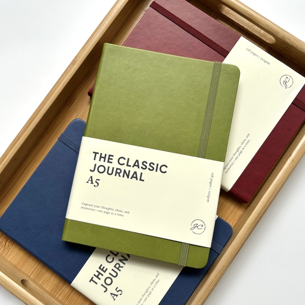 Sổ tay bìa da cao cấp Classic Journal A5 giấy dày 120gsm ruột kẻ ngang / trơn / caro