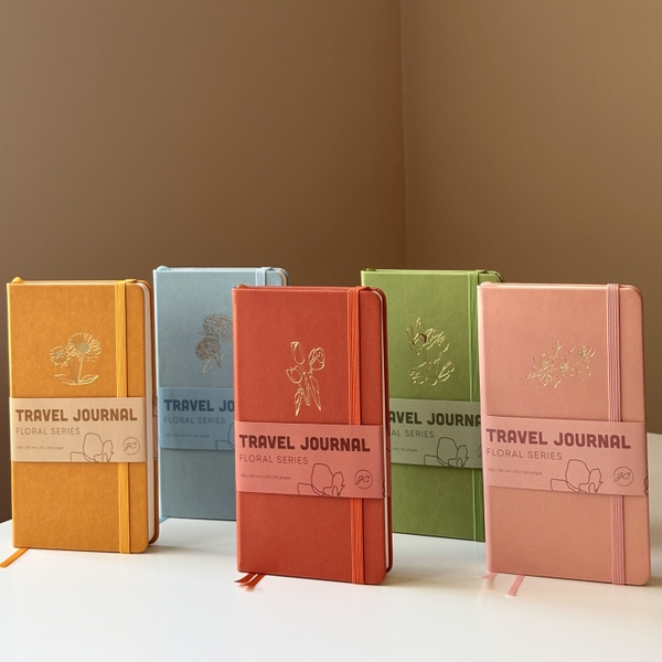 (5 mẫu) Sổ Tay Bìa Da 150gsm Floral Travel Journal Cao Cấp | Sổ Slim Bullet Journal Giấy Kem 150 gsm Chống Lem Ghost